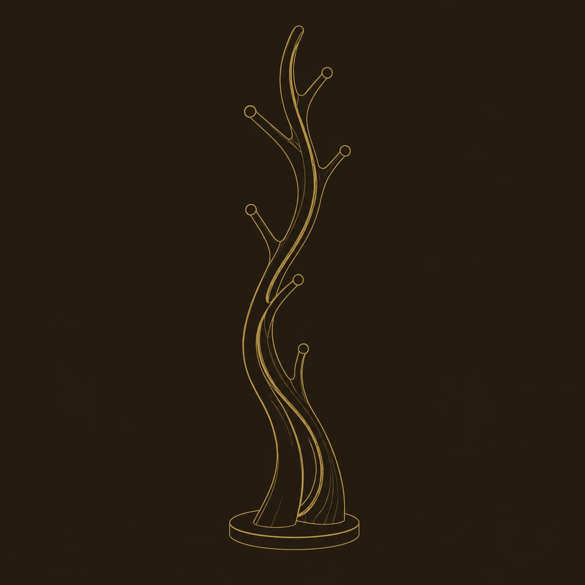 Slim Branch Floor Lamp With Glowing Trunk Lines And Disc Base dimension diagram