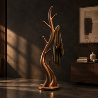 Slim floor lamp shaped like a branching tree with glowing lines, three-quarter view showing the grain