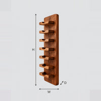 Slim Vertical Wine Rack With Seven Angled Bottle Cradles dimension diagram with width, height and depth