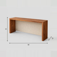 Slim Waterfall Console Table With Two Wide Slab Legs dimension diagram with width, height and depth