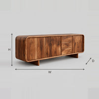 Soft Edged Sideboard With Doors And A Stack Of Drawers dimension diagram with width, height and depth