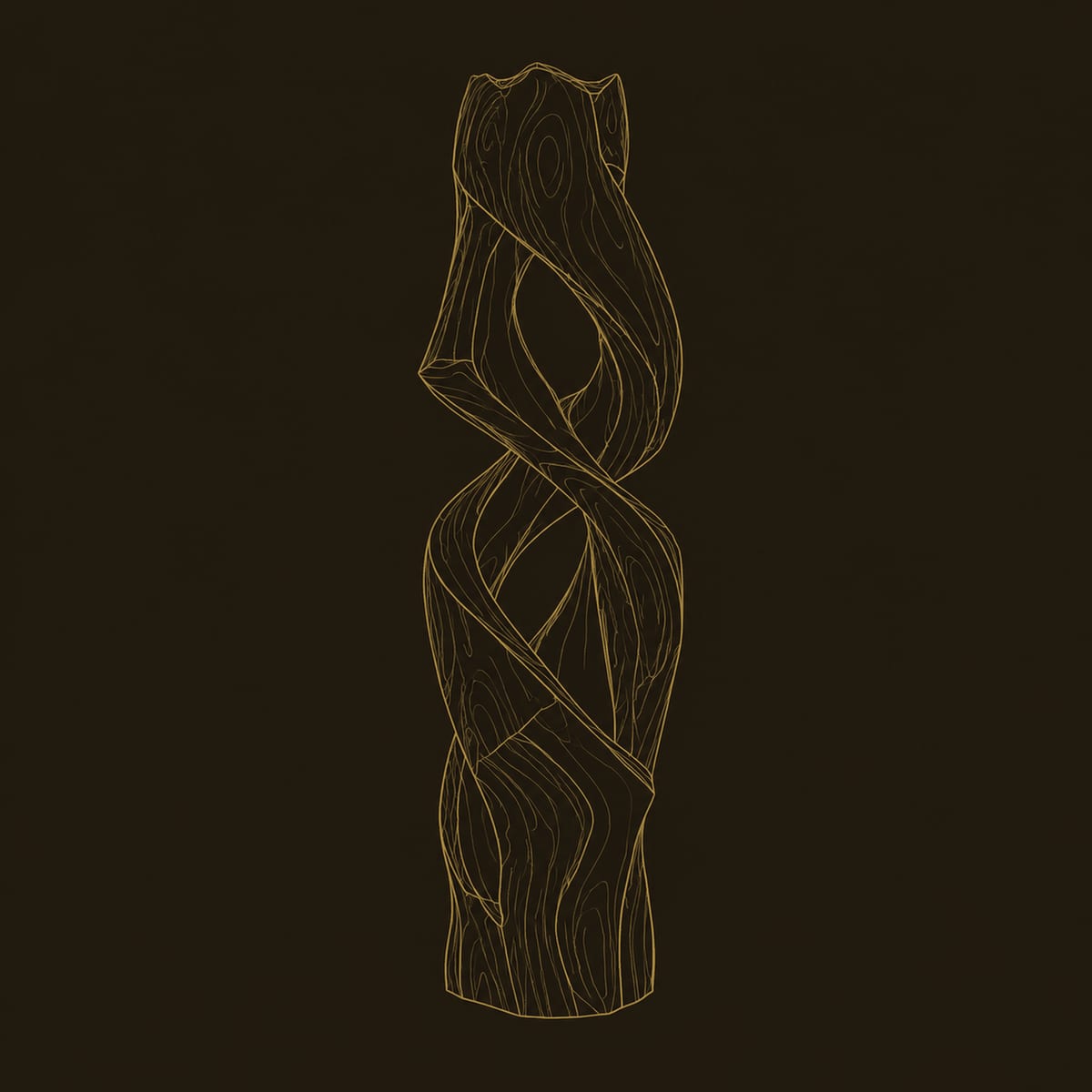 Spiral Carved Floor Lamp With Glowing Cutouts In Twisted Wood dimension diagram