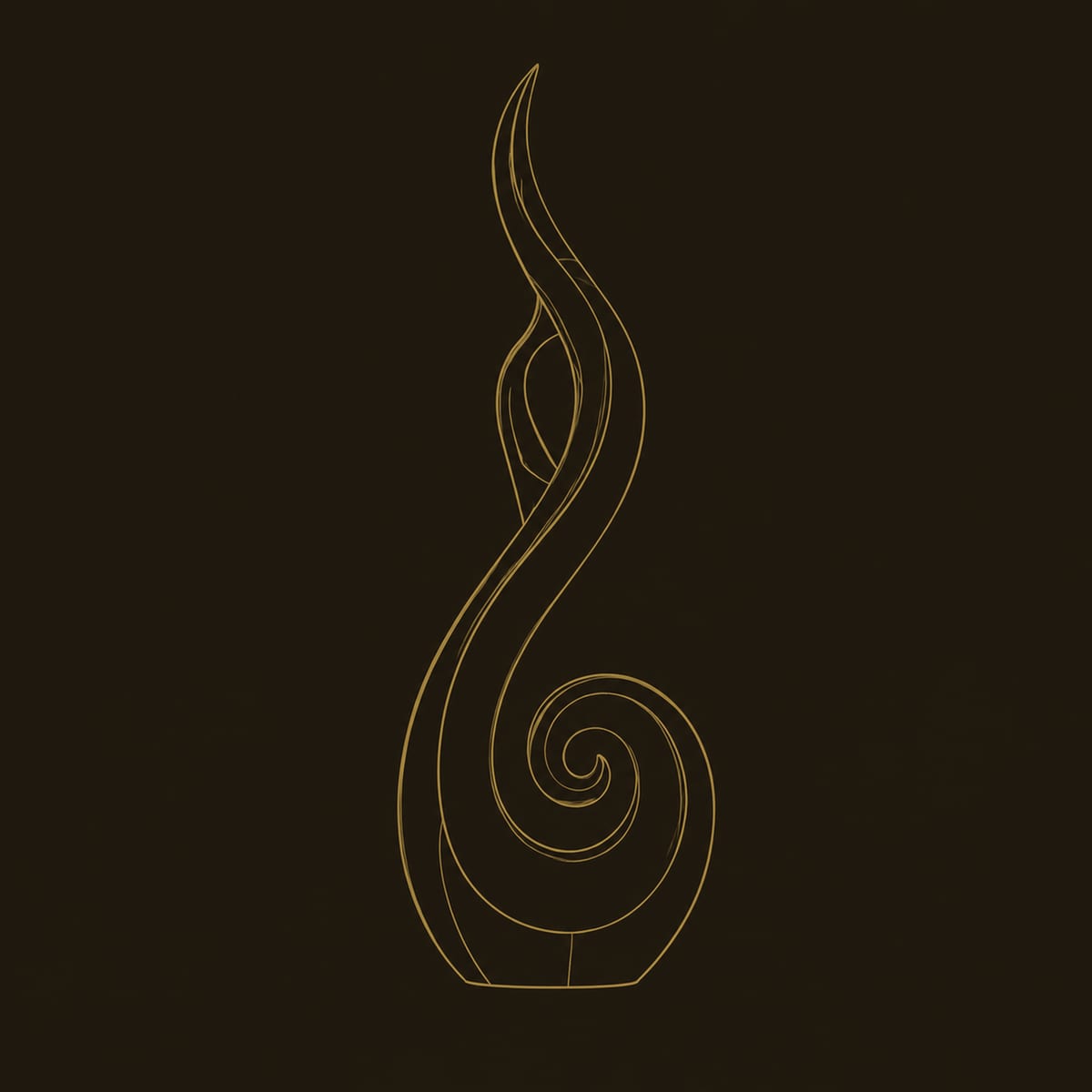 Spiral Flame Sculpture With Open Center And Tapered Tip dimension diagram