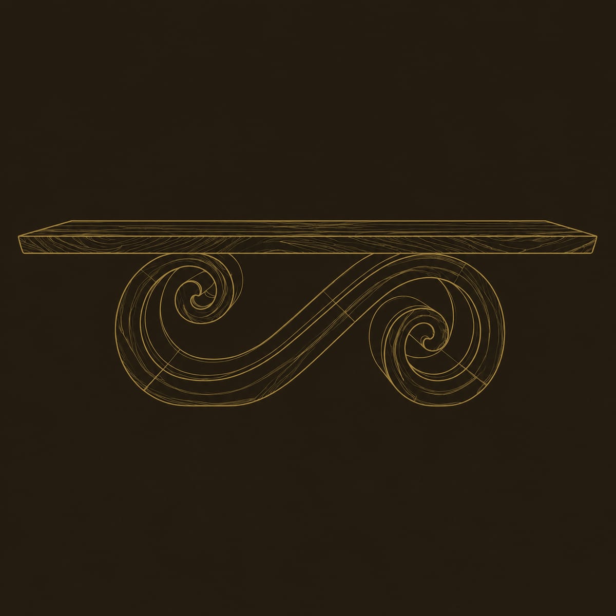 Spiral Ribbon Pedestal Dining Table With Plank Top dimension diagram