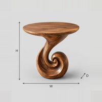 Spiral Scroll Pedestal Side Table With Round Top dimension diagram with width, height and depth