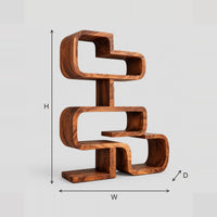 Stacked Loop Bookshelf With Offset Open Cubbies dimension diagram with width, height and depth