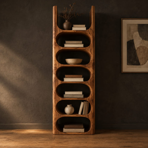 Stacked Oval Cubby Shoe Bench With Raised Top Ends