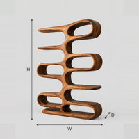 Staggered Loop Bookshelf With Pill Shaped Open Shelves dimension diagram with width, height and depth