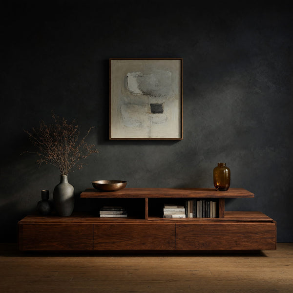 Stepped Riser TV Console in Low Solid Hardwood