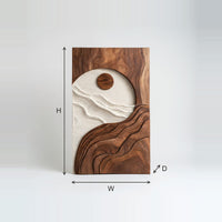Sun and Tide Wall Panel Carved in Contrasting Tones dimension diagram with height, width and depth