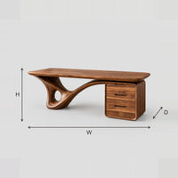 Sweeping Loop Leg Desk With A Three Drawer Pedestal dimension diagram with width, height and depth