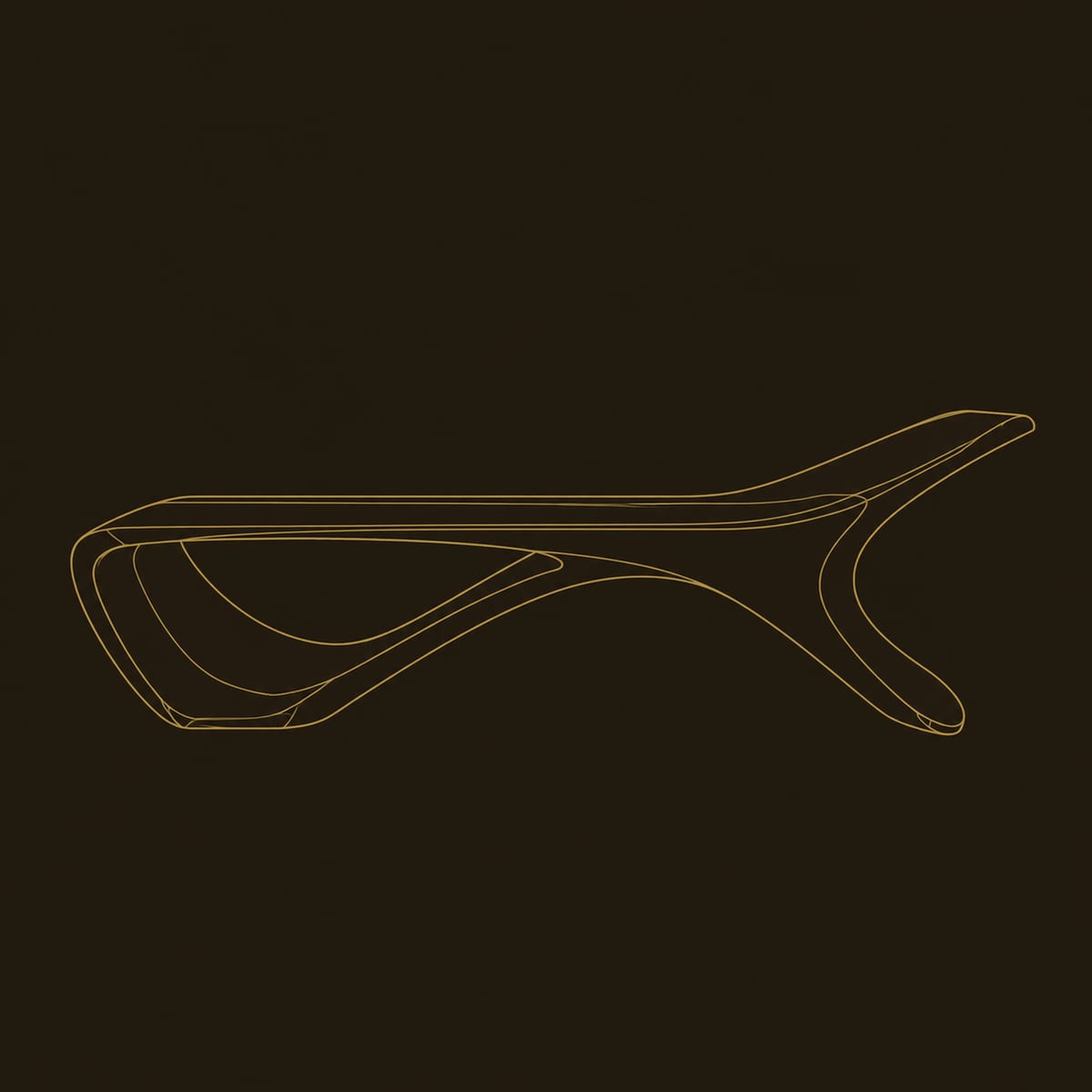 Sweeping Low Bench With Open Loop Underside And Raised End dimension diagram