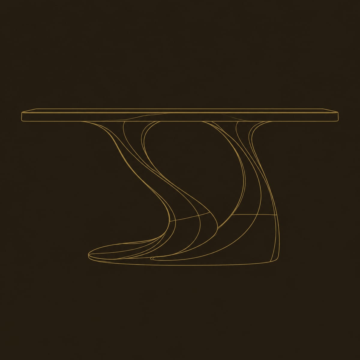 Sweeping Pedestal Console Table On An Oval Foot dimension diagram