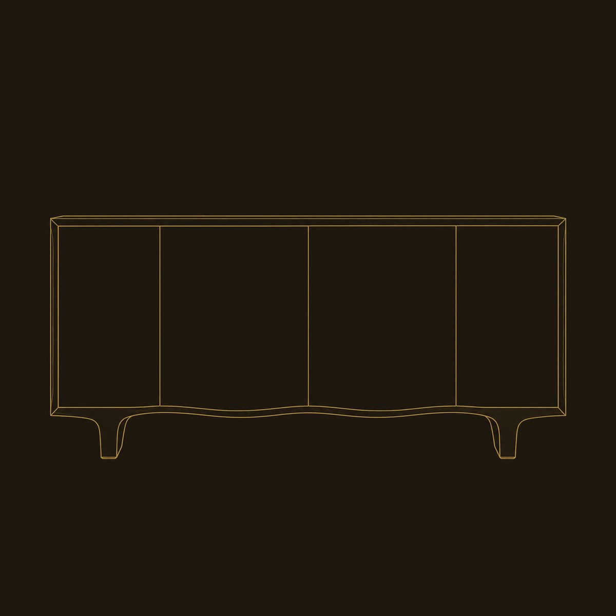 Swirl Grain Sideboard With Wavy Front And Low Feet dimension diagram