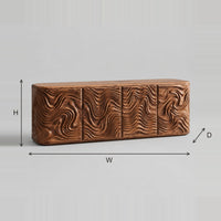Swirling Ripple Relief Sideboard with Rounded Ends dimension diagram with width, height and depth