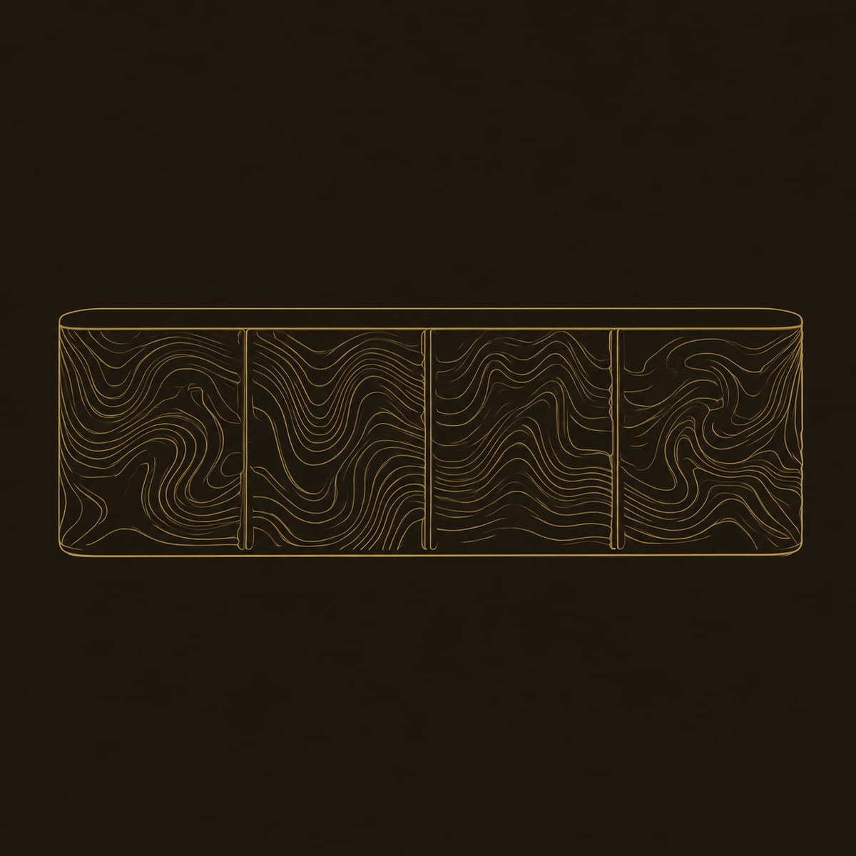 Swirling Ripple Relief Sideboard with Rounded Ends dimension diagram