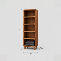 Tall Bathroom Cabinet With Five Open Shelves And Short Feet dimension diagram with width, height and depth