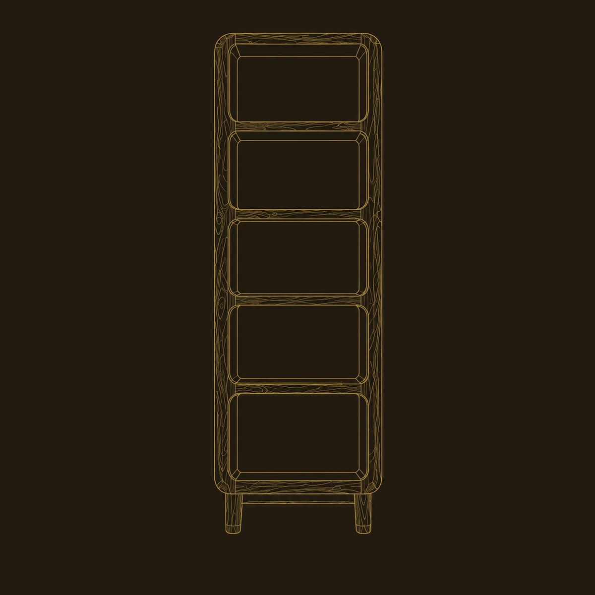 Tall Bathroom Cabinet With Five Open Shelves And Short Feet dimension diagram