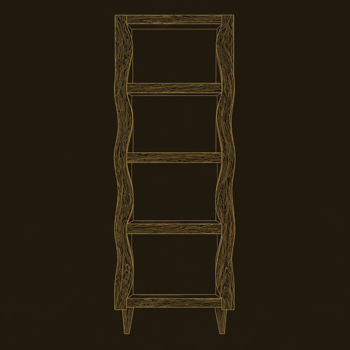 Tall Bathroom Cabinet With Wavy Sides And Four Open Shelves dimension diagram