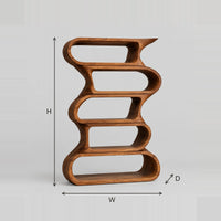 Tall Bookshelf With Five Stacked Wavy Loop Tiers dimension diagram with width, height and depth