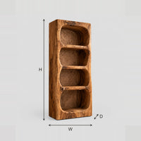 Tall Open Shelf Cabinet With Four Carved Niches dimension diagram with width, height and depth