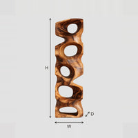Tall Stacked Wall Art With Five Hollow Oval Openings dimension diagram with width and height