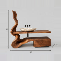 Tall Twisted Trunk Bathroom Vanity With Slab Top And Low Cabinet dimension diagram with width, height and depth