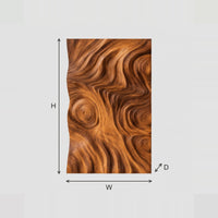 Tall Wall Art Panel With Sculpted Ripple Relief And Knot Rings dimension diagram with width and height