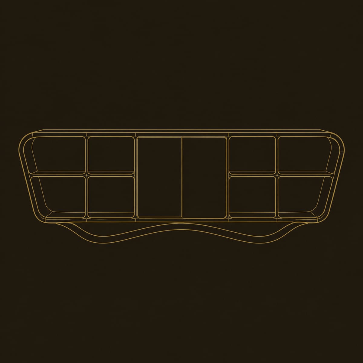 Tapered Sideboard With Open Cubbies And Wavy Base dimension diagram