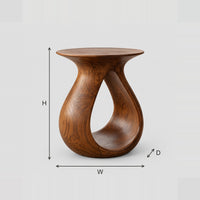 Teardrop Side Table With Flared Top, Open Loop Body dimension diagram with width, height and depth