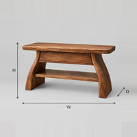 Thick Slab Bathroom Vanity With Flared Legs And Low Shelf dimension diagram with width, height and depth