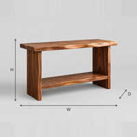 Thick Slab Bathroom Vanity With Plank Legs And Low Shelf dimension diagram with width, height and depth