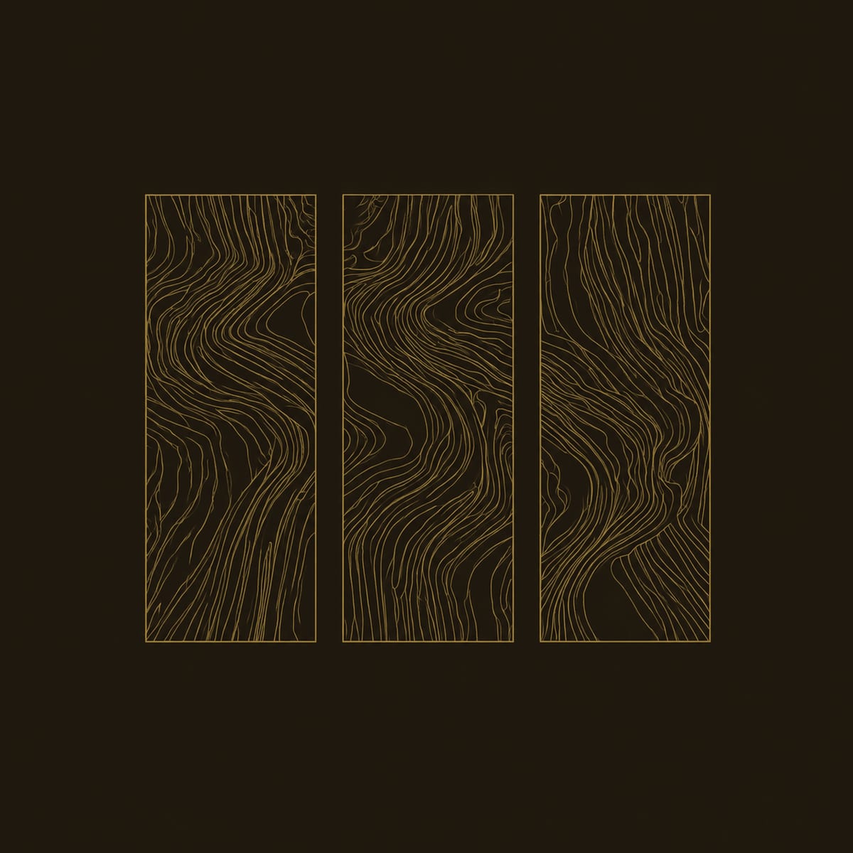 Three Panel Wall Art With Flowing Wavy Grain Pattern dimension diagram