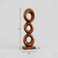 Three Ring Stacked Sculpture With Open Centers On A Plinth dimension diagram with width, height and depth