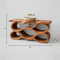 Tiered Wave Bathroom Vanity With Natural Edge Top And Open Bays dimension diagram with width, height and depth