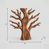 Tree Branch Wall Mounted Wine Rack, Angled Bottle Arms dimension diagram with width, height and depth