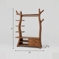 Tree Branch Wardrobe With Open Hanging Rail And Two Drawers dimension diagram with width, height and depth