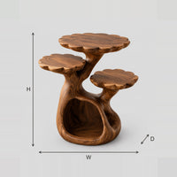 Tree Form Side Table With Three Petal Edged Tops dimension diagram with width, height and depth