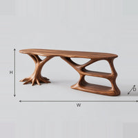 Tree Root Base Desk With Open Shelves And Oval Top dimension diagram with width, height and depth