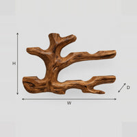Tree Root Wine Bottle Holder With Branching Gnarled Arms dimension diagram with width, height and depth