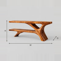 Tree Trunk Bathroom Vanity With Open Lower Shelf And Slab Top dimension diagram with width, height and depth