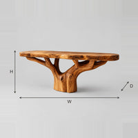 Tree Trunk Bathroom Vanity With Thick Slab Top And Branching Base dimension diagram with width, height and depth