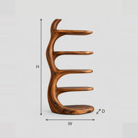 Tree Trunk Bookshelf With Five Tiered Shelves And Twisting Stem dimension diagram with width, height and depth