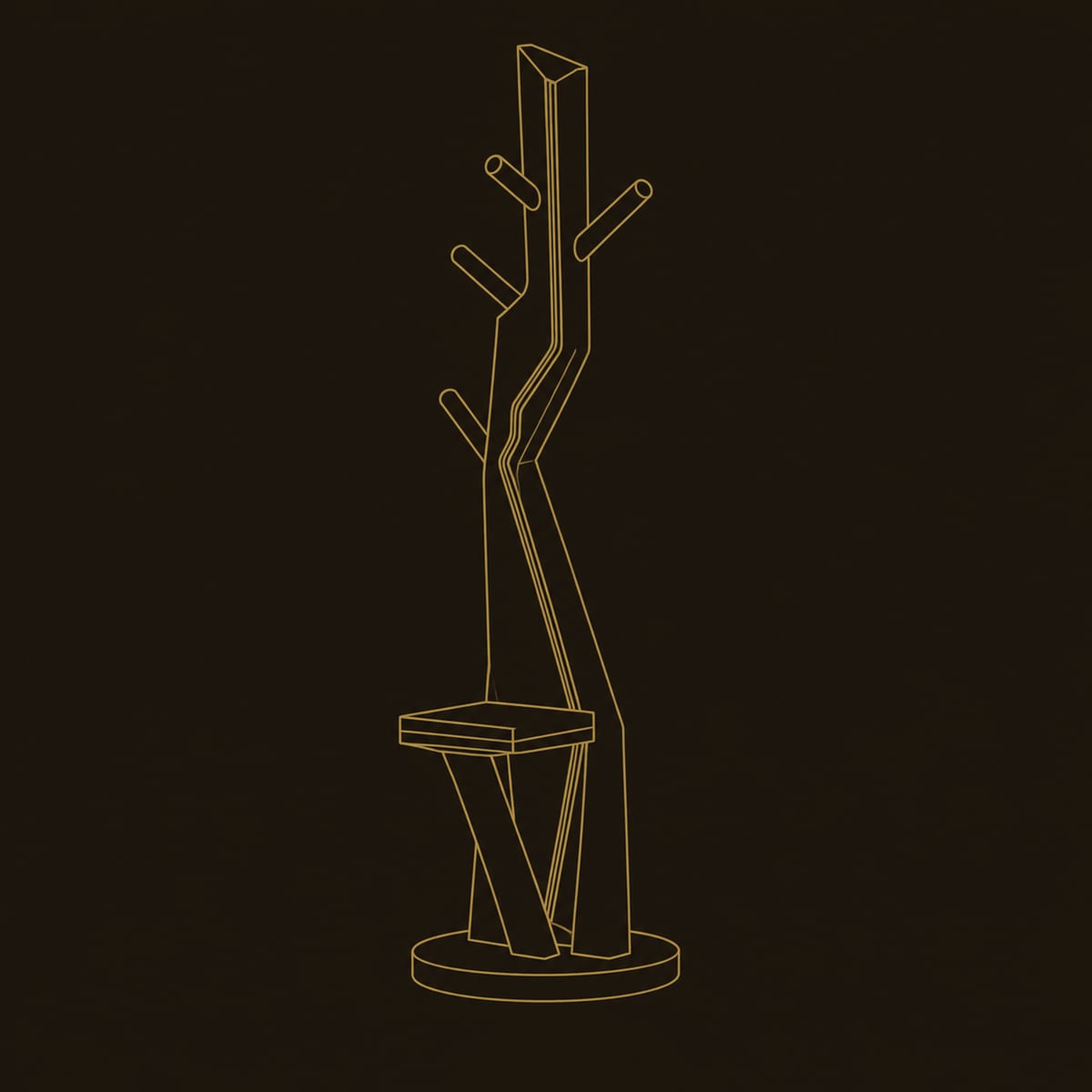 Tree Trunk Floor Lamp With Glowing Seam And Small Tray dimension diagram