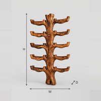 Trunk Style Wine Rack With Paired Branch Cradles And Knotted Grain dimension diagram with width, height and depth