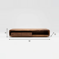 TV Console for Quiet Luxury Rooms with a Sliding Drawer Box dimension diagram with height, width and depth