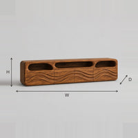 TV Stand With Carved Wave Relief And Open Top Cubbies dimension diagram with width, height and depth