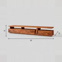 TV Stand With Carved Wave Relief Fronts And Open Top Shelf dimension diagram with width, height and depth
