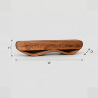 TV Stand With Four Panel Front And Wavy Ribbon Base dimension diagram with width, height and depth