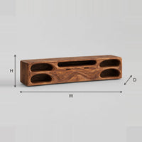 TV Stand With Pill Shaped End Niches And A Long Center Slot dimension diagram with width, height and depth